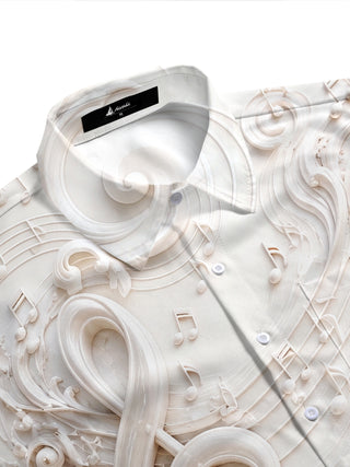 Adaychic Men's Graphic Music Notes Print Piano Print Short Sleeve Shirt with Chest Pocket