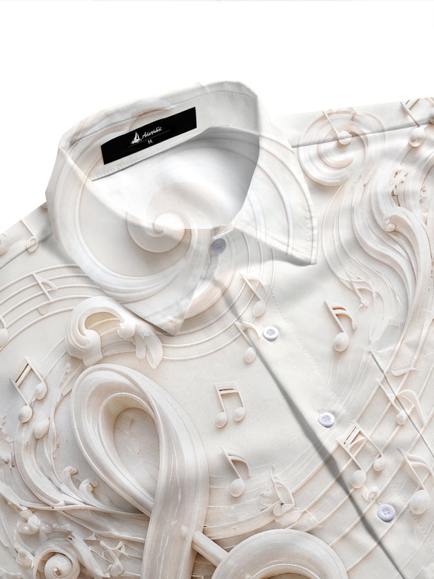 Adaychic Men's Graphic Music Notes Print Piano Print Short Sleeve Shirt with Chest Pocket