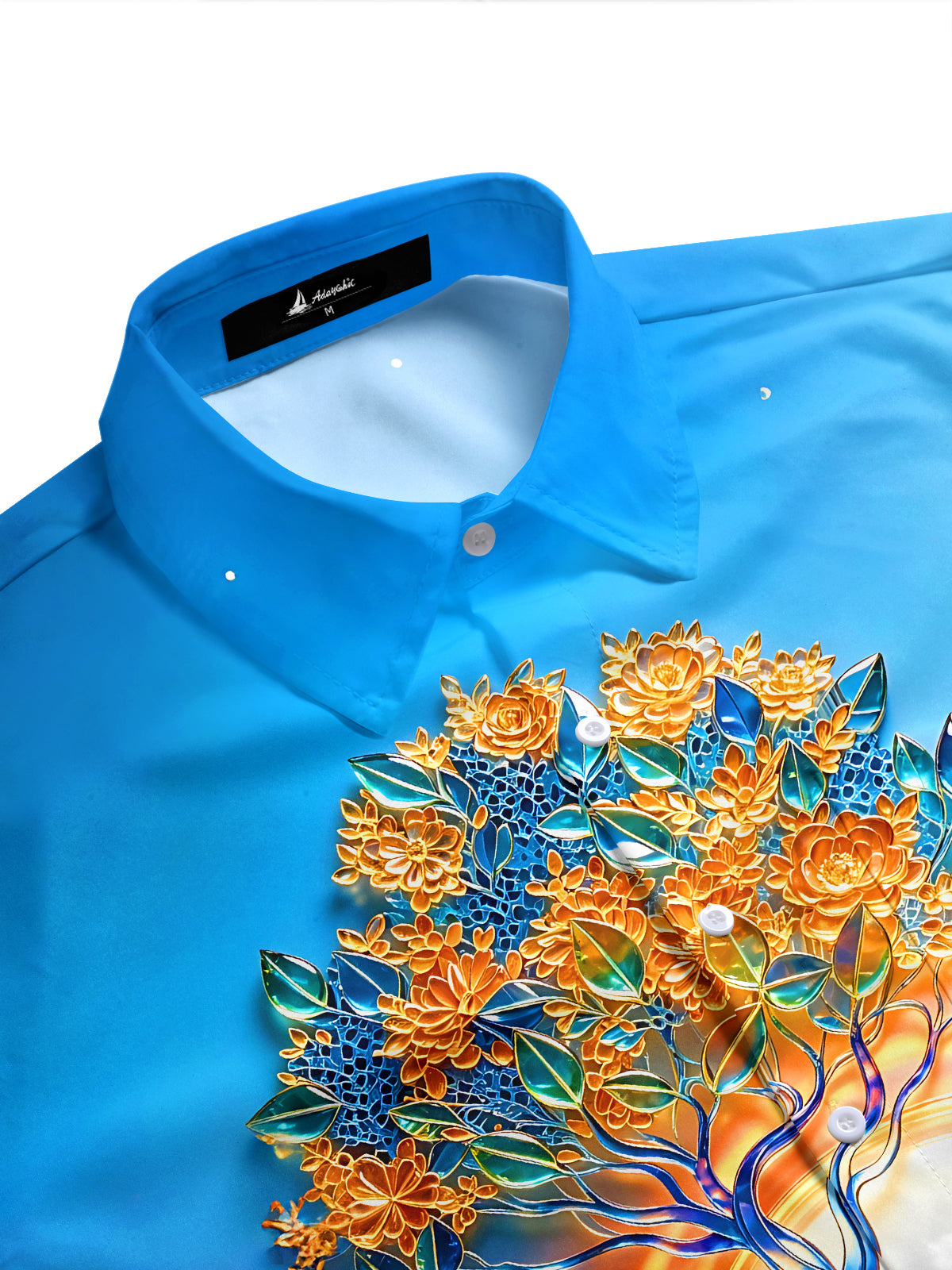 Adaychic Men's Graphic Tree Of Life Print Short Sleeve Shirt with Chest Pocket