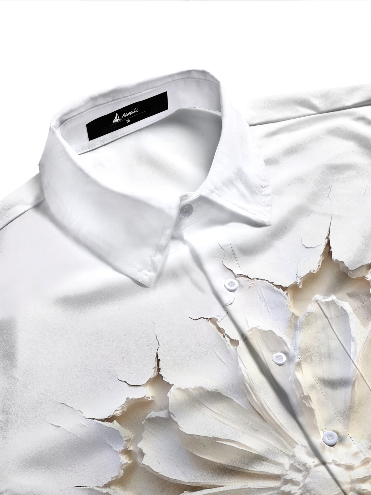 Adaychic Men's 3D 3D Relief Flower Print Long Sleeve Shirt with Chest Pocket