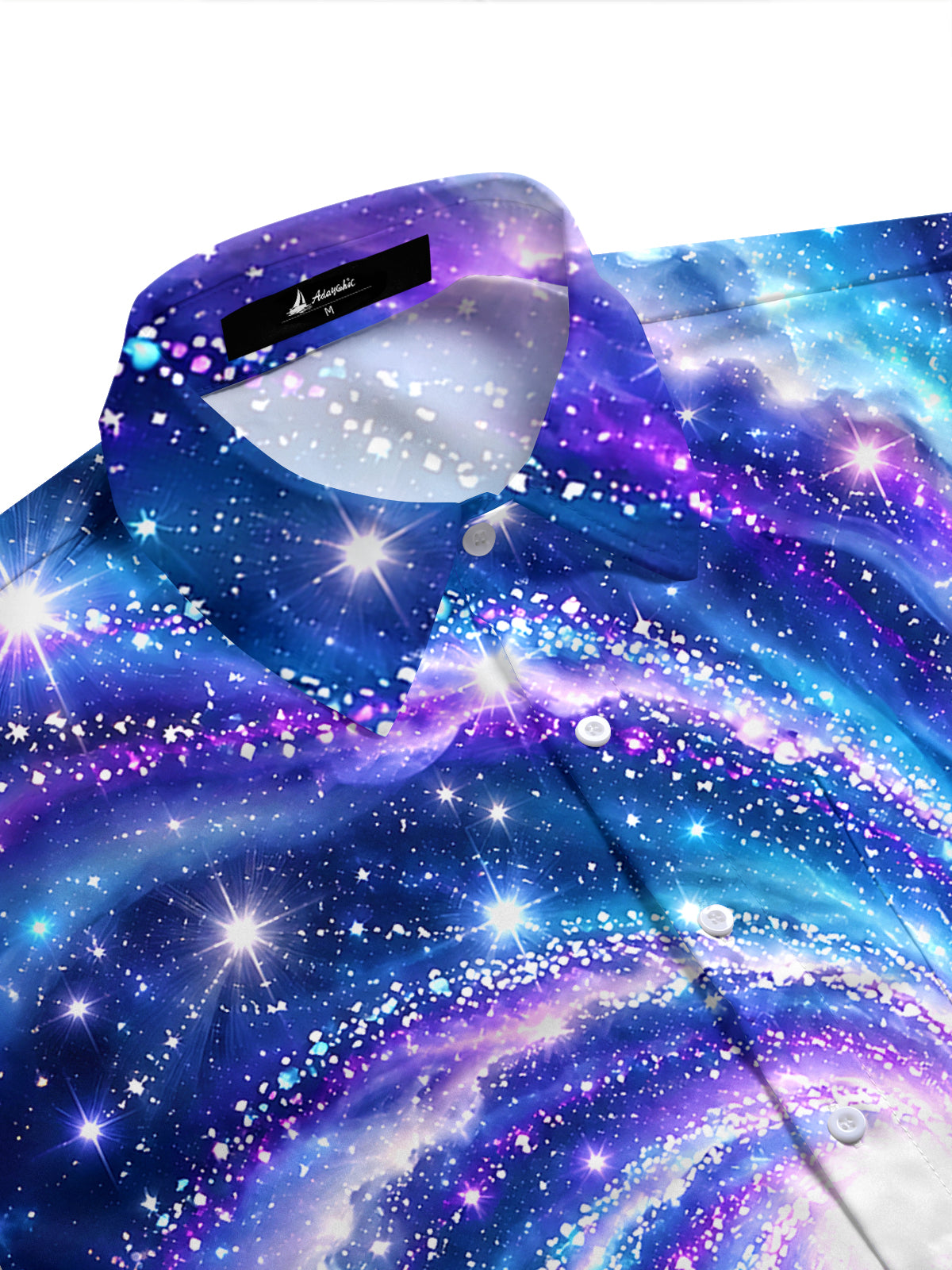 Adaychic Men's Printed Galaxy Swirl Print Short Sleeve Shirt