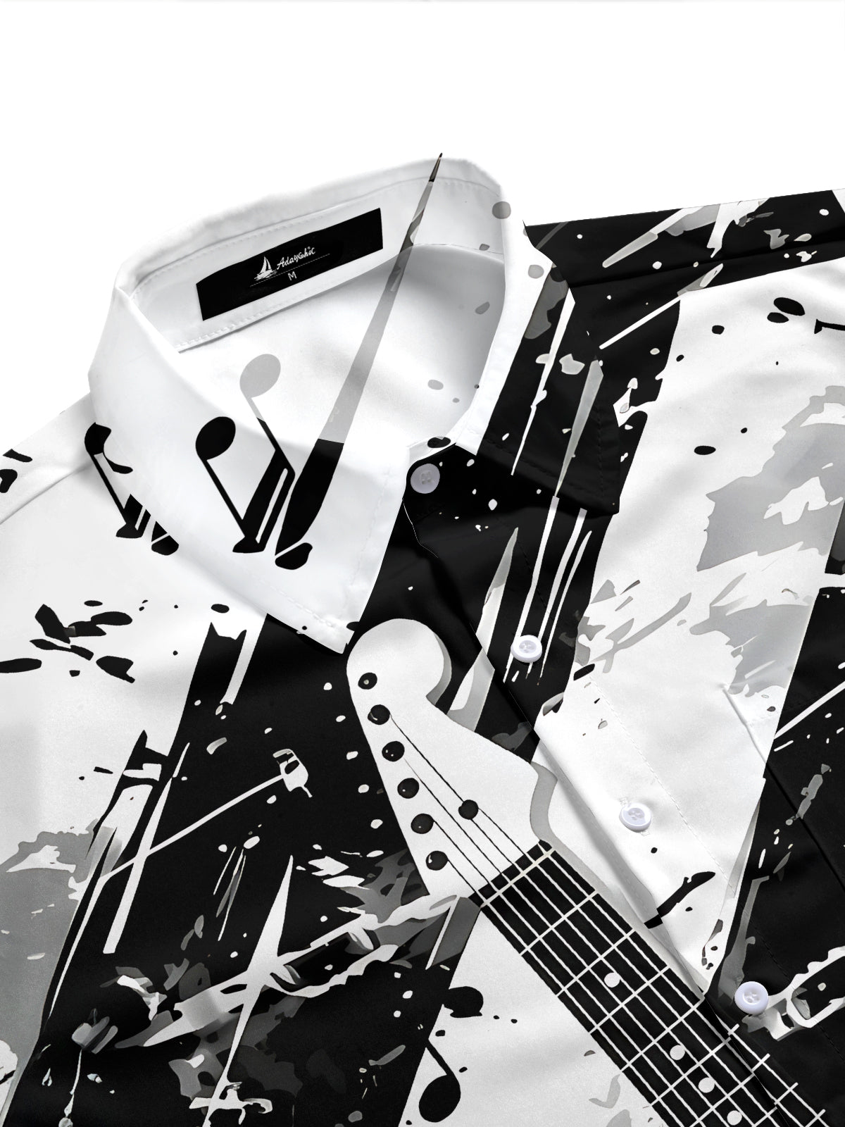 Musical Note Guitar Men's Pocket Short Sleeve Shirts