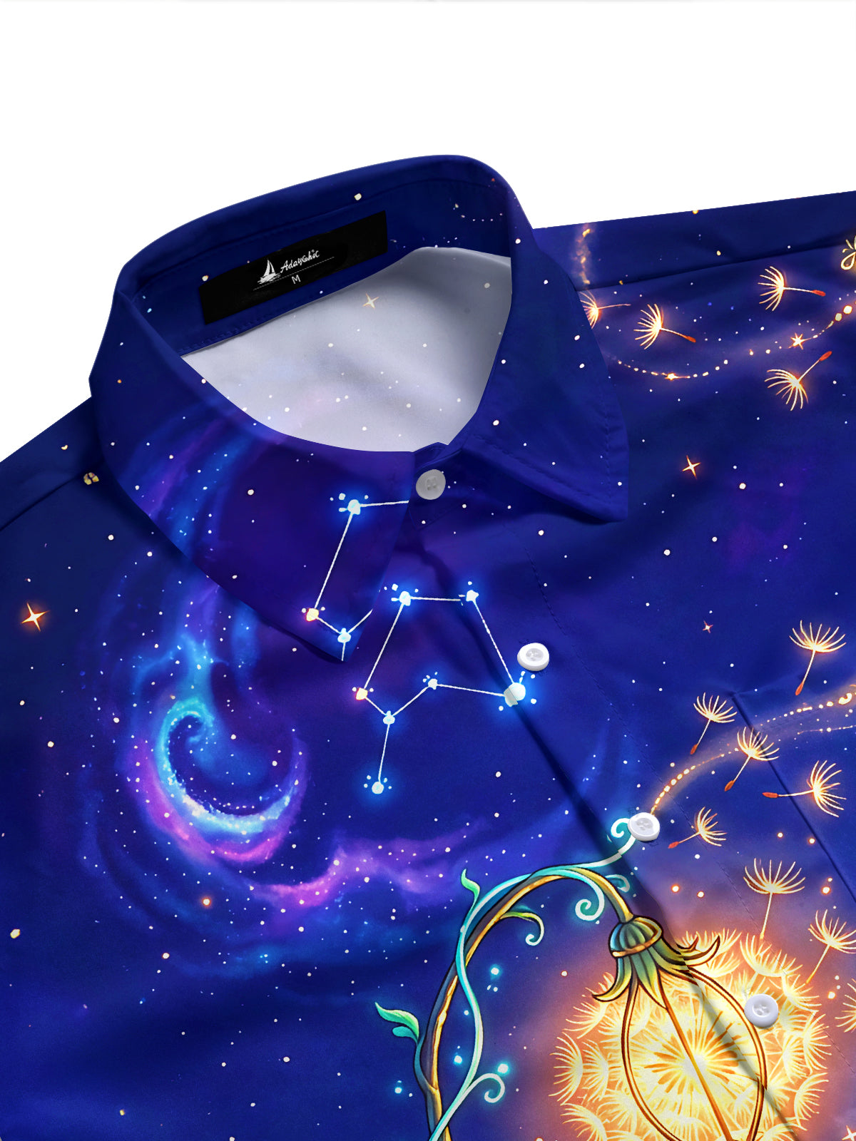 Adaychic Men's Short Sleeve Shirt - Hedgehog On Floating Island With Mushrooms Print with Chest Pocket