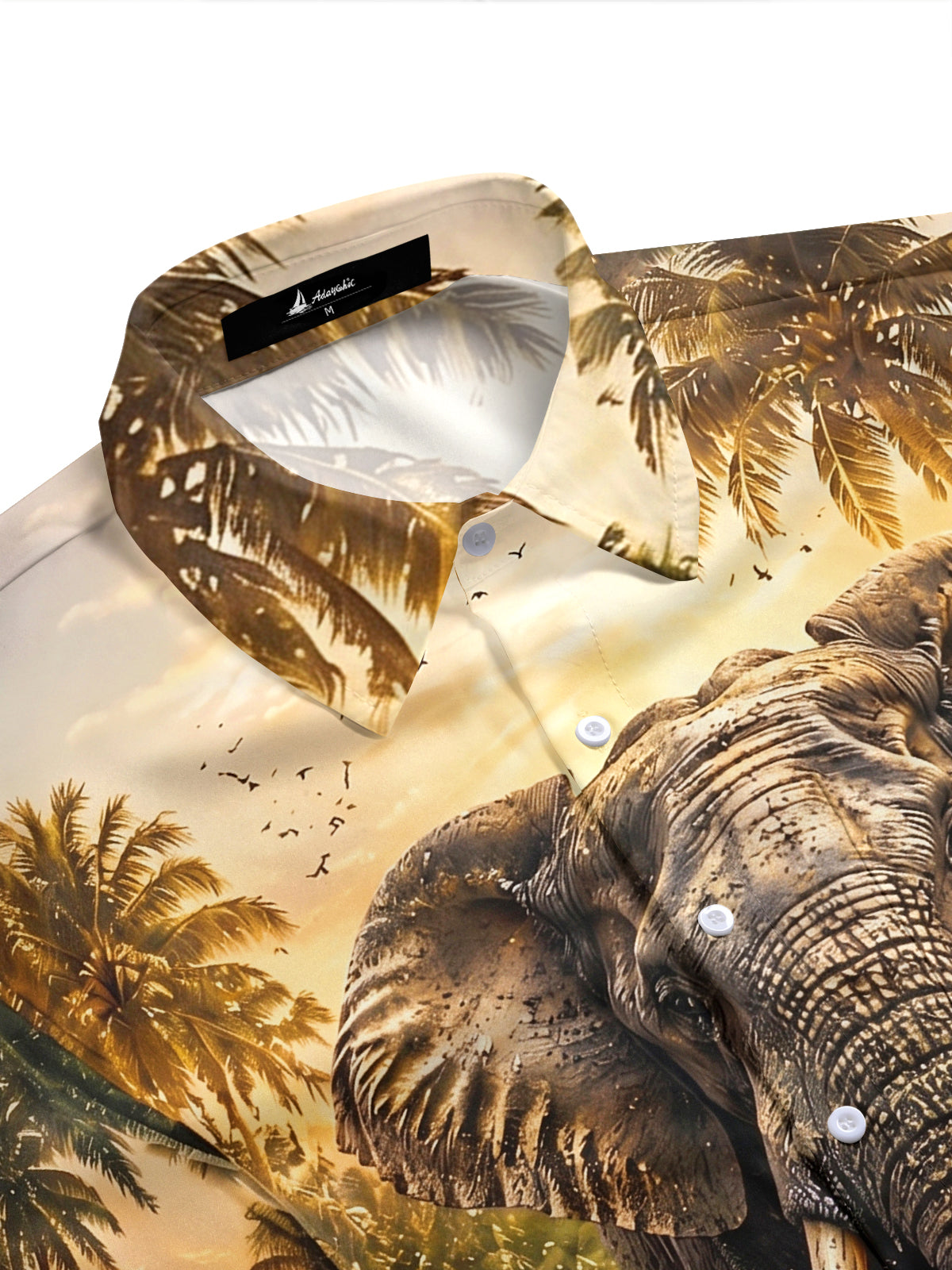 Adaychic Men's Hawaiian Elephant Print Short Sleeve Shirt with Chest Pocket