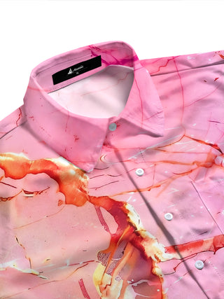 Adaychic Men's Printed Marble Gradient Print Long Sleeve Shirt with Chest Pocket