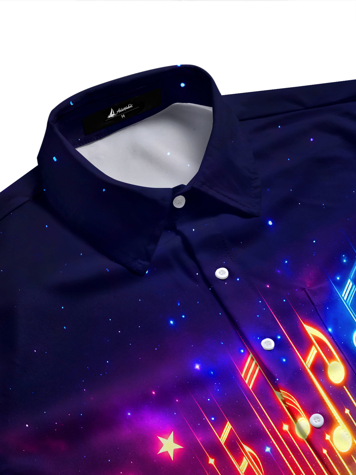 Adaychic Neon Music Speaker Men's Short Sleeve Shirt with Chest Pocket