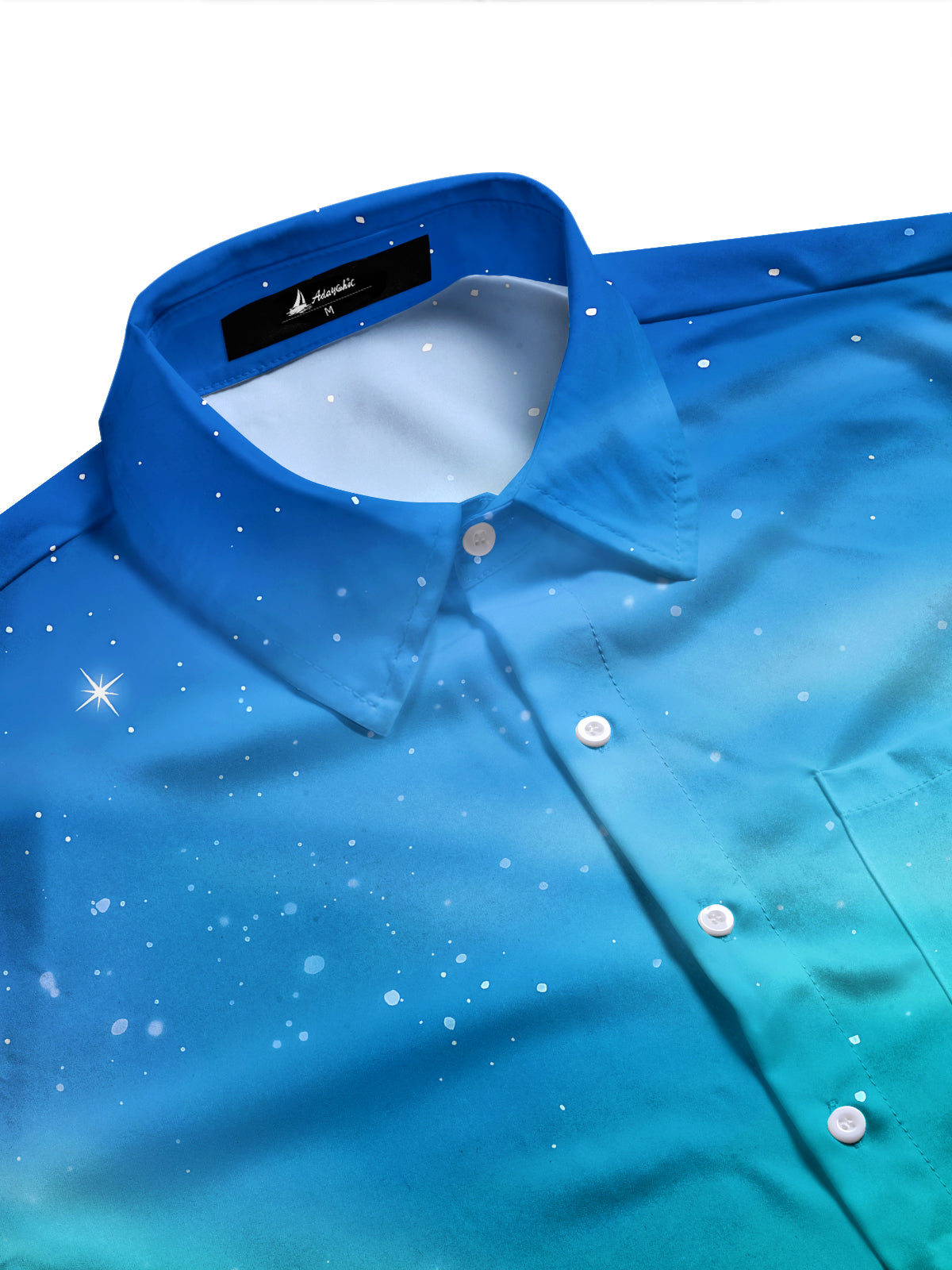 Adaychic Men's Printed Starry Sky Gradient Print Long Sleeve Shirt with Chest Pocket