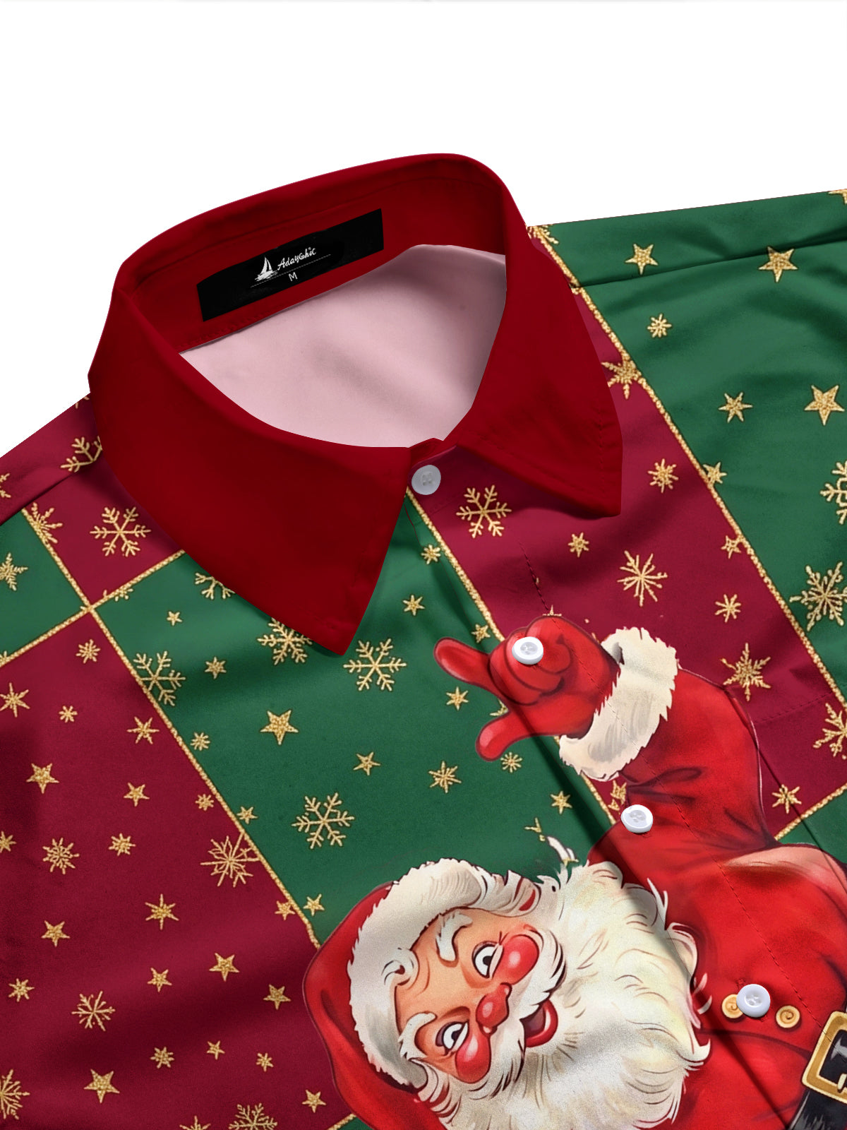 Adaychic Men's Printed Santa Claus On Chimney Print Long Sleeve Shirt with Chest Pocket