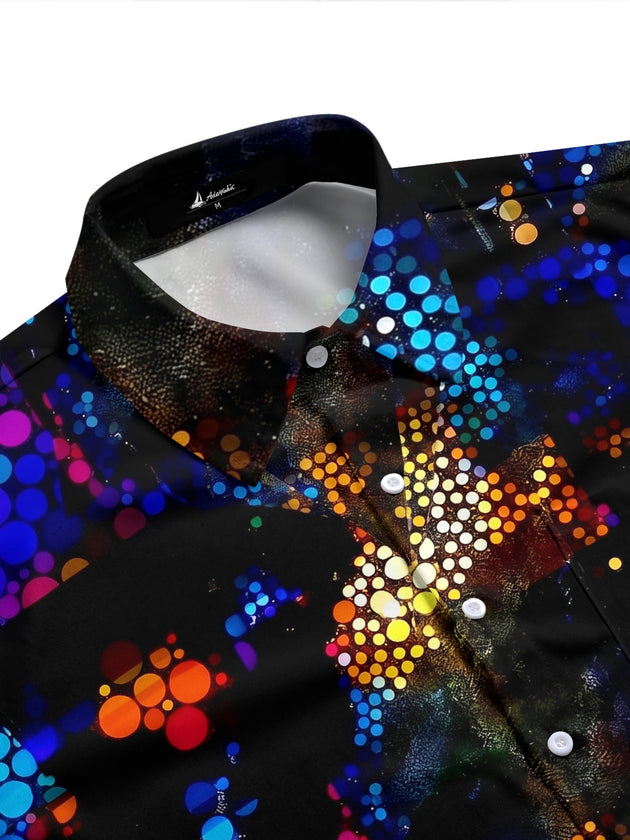 Adaychic Men's Tie Dye Colorful Dots Pattern Short Sleeve Shirt with Chest Pocket