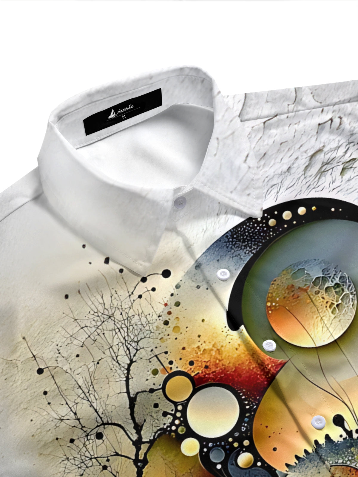 Adaychic Men's Printed Abstract Crab Design Print Short Sleeve Shirt with Chest Pocket
