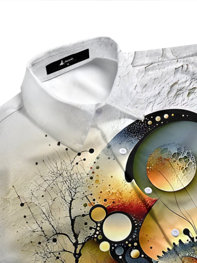 Adaychic Men's Printed Abstract Crab Design Print Short Sleeve Shirt with Chest Pocket