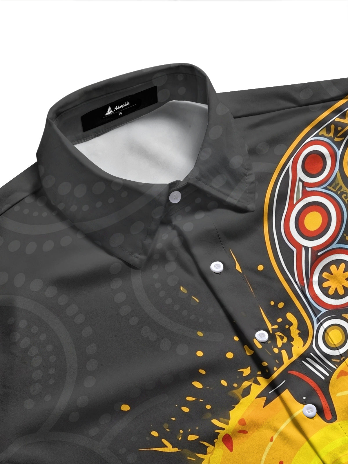 Adaychic Men's Graphic Sun Design Print Long Sleeve Shirt with Chest Pocket