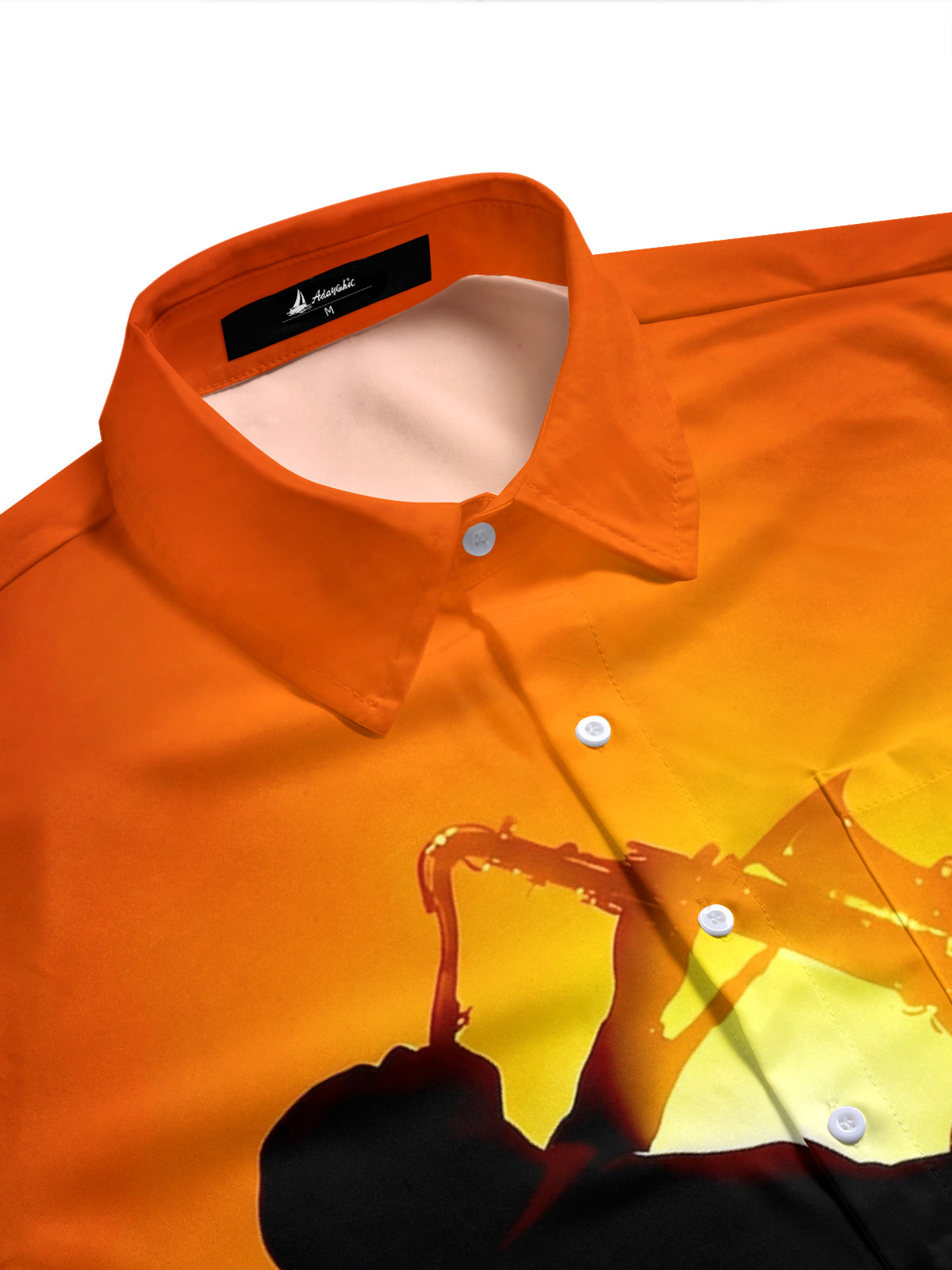 Adaychic Men's Hawaiian Acoustic Guitar Pattern Short Sleeve Shirt with Chest Pocket