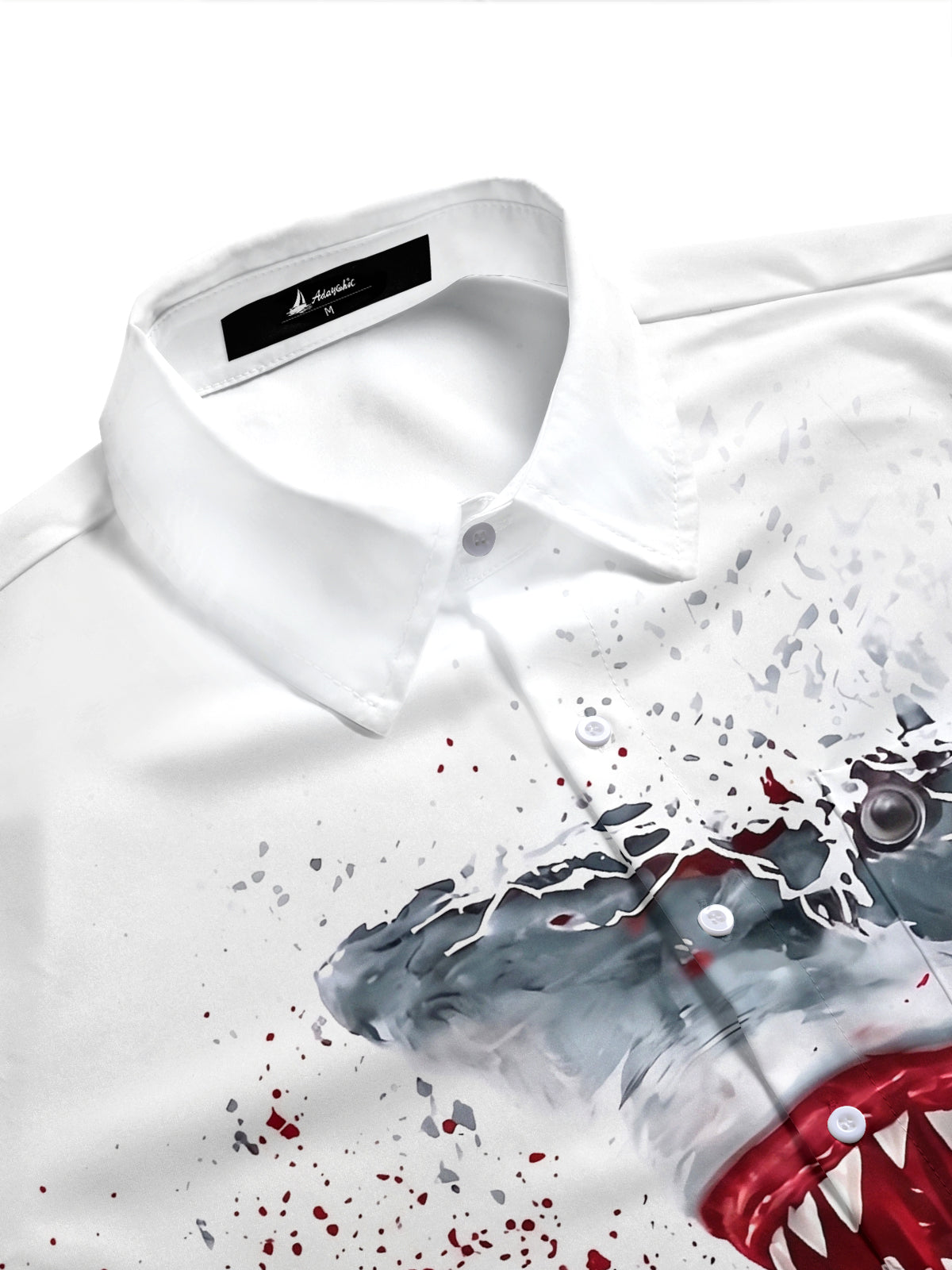 Adaychic Men's Graphic Halloween Print Short Sleeve Shirt with Chest Pocket