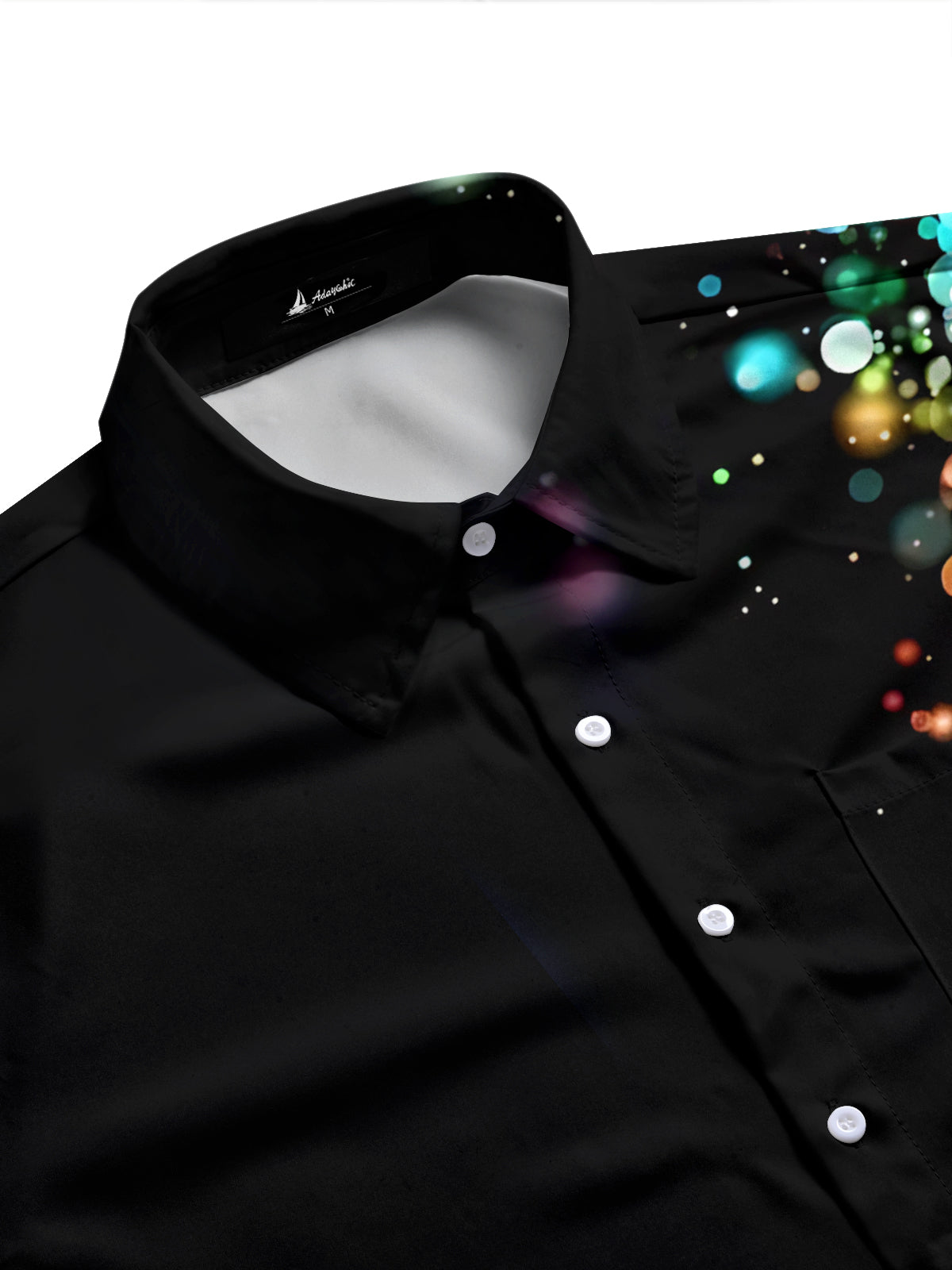Adaychic Men's Printed Colorful Bokeh Light Spots Print Long Sleeve Shirt with Chest Pocket