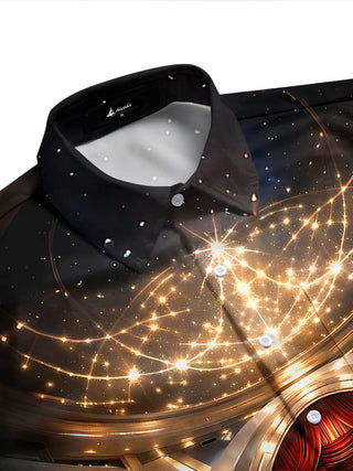 Adaychic Men's 3D Opera House Interior Print Short Sleeve Shirt with Chest Pocket