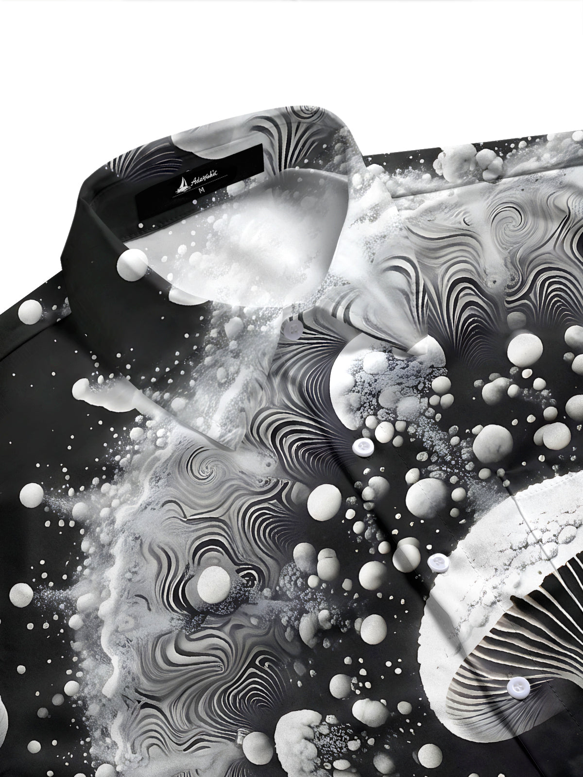 Adaychic Men's Printed Mushroom Print Abstract Bubbles Print Long Sleeve Shirt with Chest Pocket