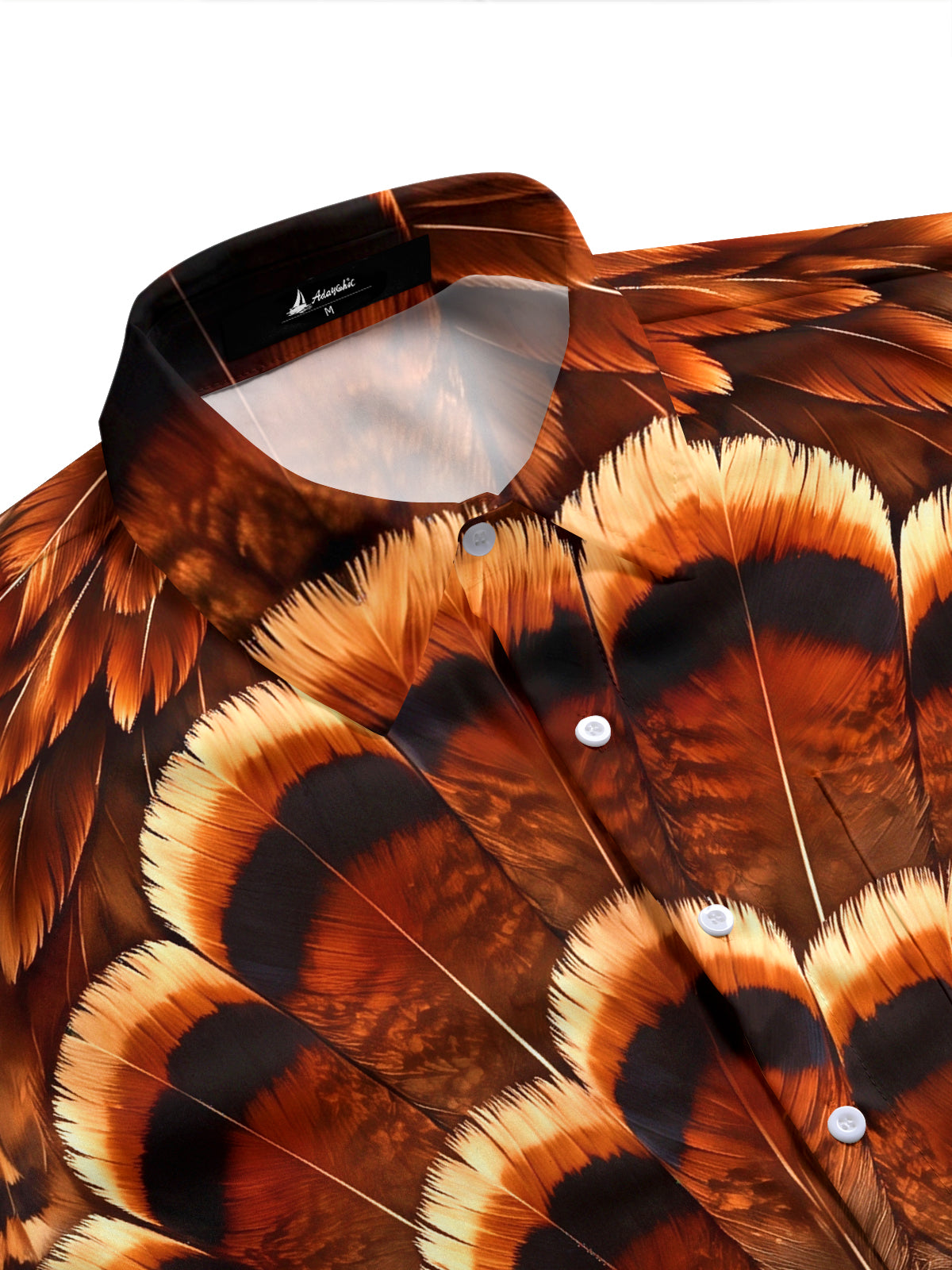 Adaychic Men's Thanksgiving Day Turkey Feathers Print Short Sleeve Shirt with Chest Pocket