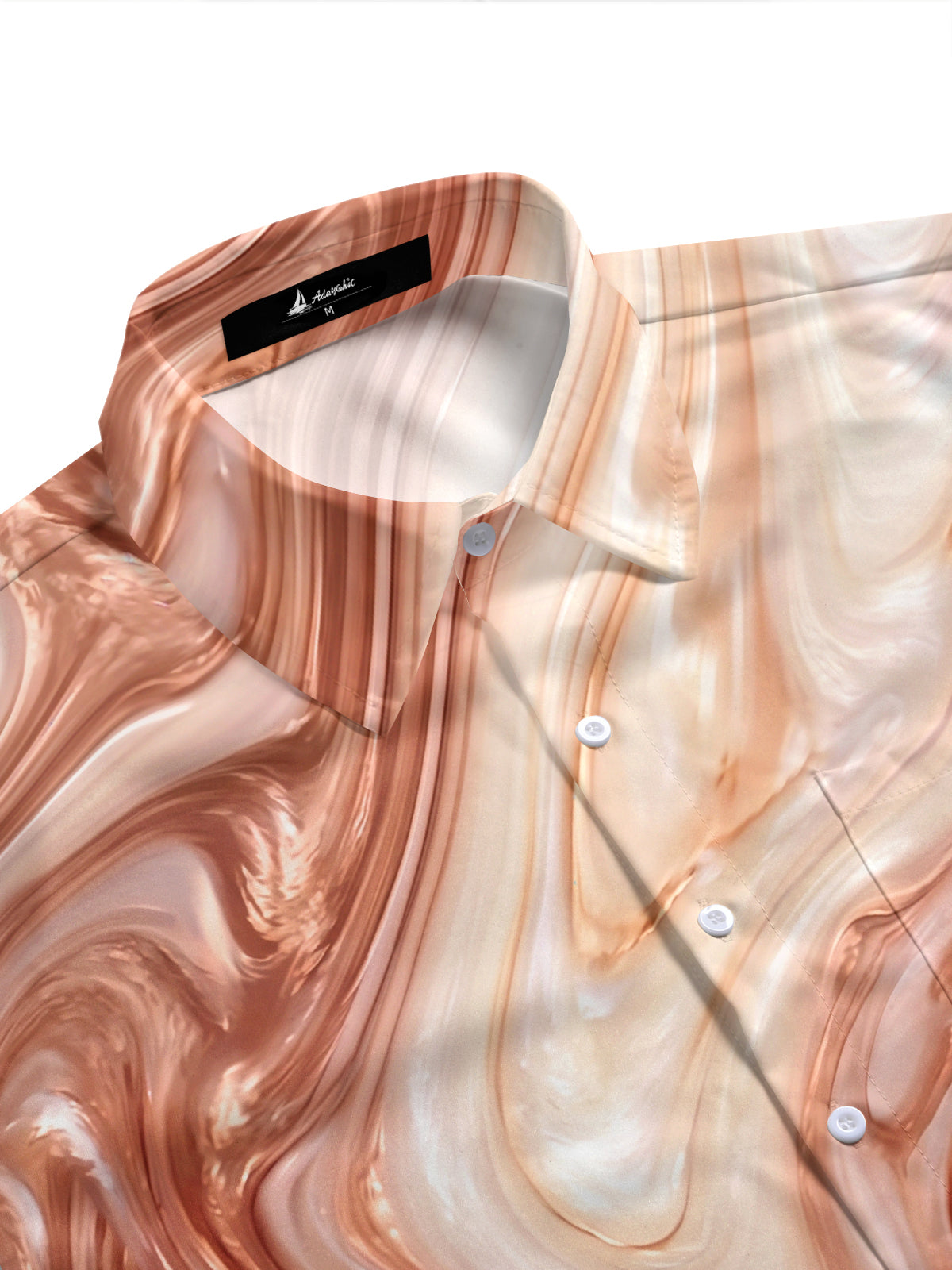 Adaychic Men's Printed Abstract Swirl Pattern Short Sleeve Shirt with Chest Pocket
