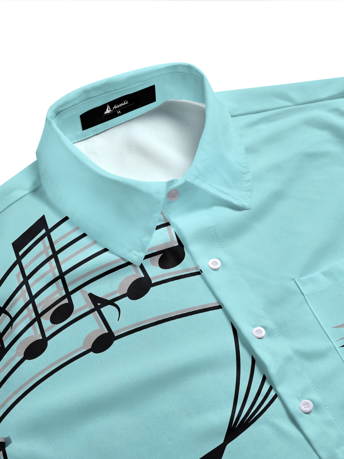 Adaychic Men's Graphic Music Notes Print Sports Car Print Short Sleeve Shirt with Chest Pocket