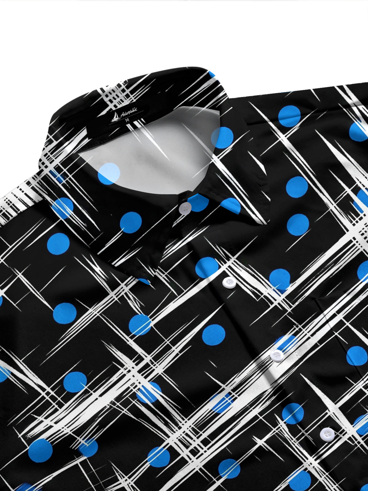 Adaychic Men's Printed Abstract White Lines Print Long Sleeve Shirt with Chest Pocket
