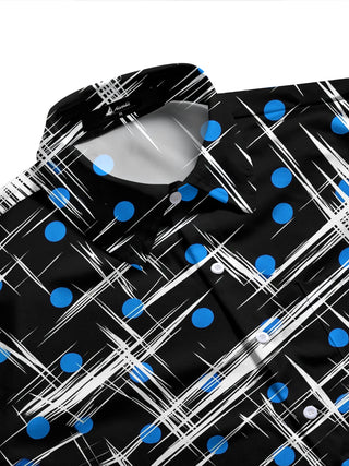 Adaychic Men's Printed Abstract White Lines Print Long Sleeve Shirt with Chest Pocket