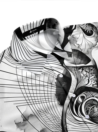 Adaychic Men's Abstract Abstract Swirl Lines Print Short Sleeve Shirt with Chest Pocket