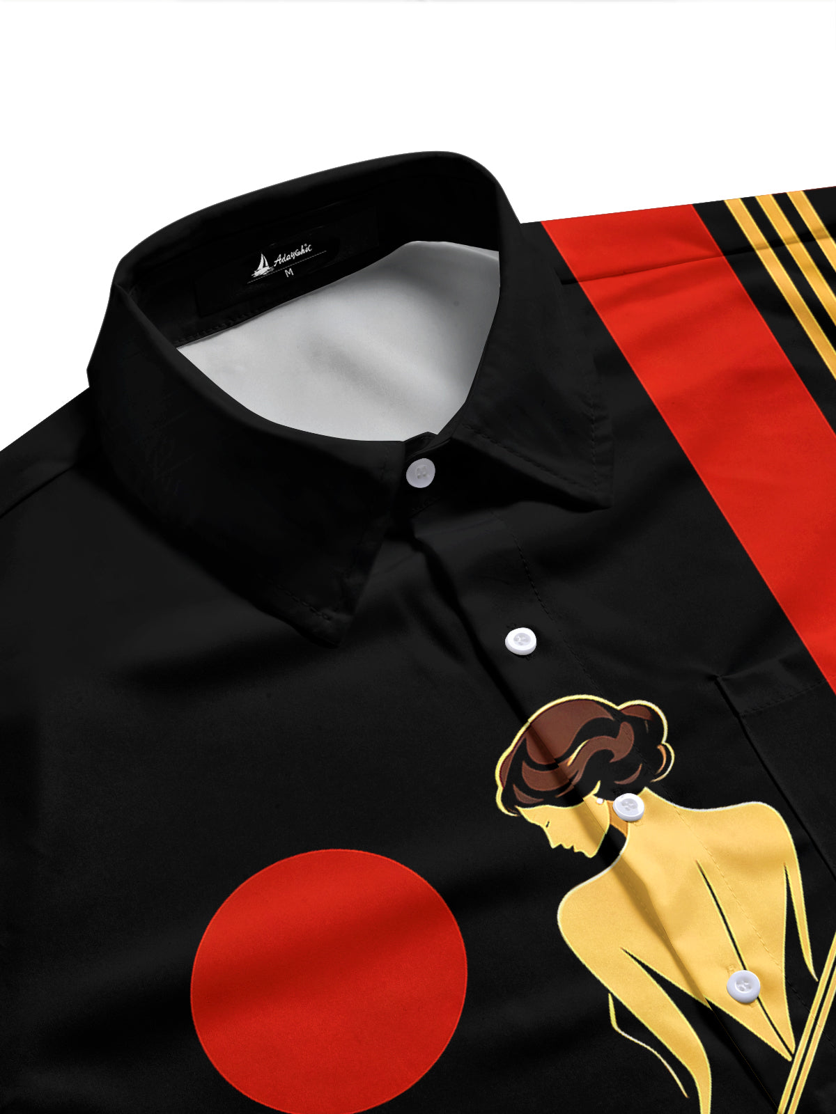 Adaychic Men's Retro Piano Player Print Grand Piano Print Short Sleeve Shirt with Chest Pocket