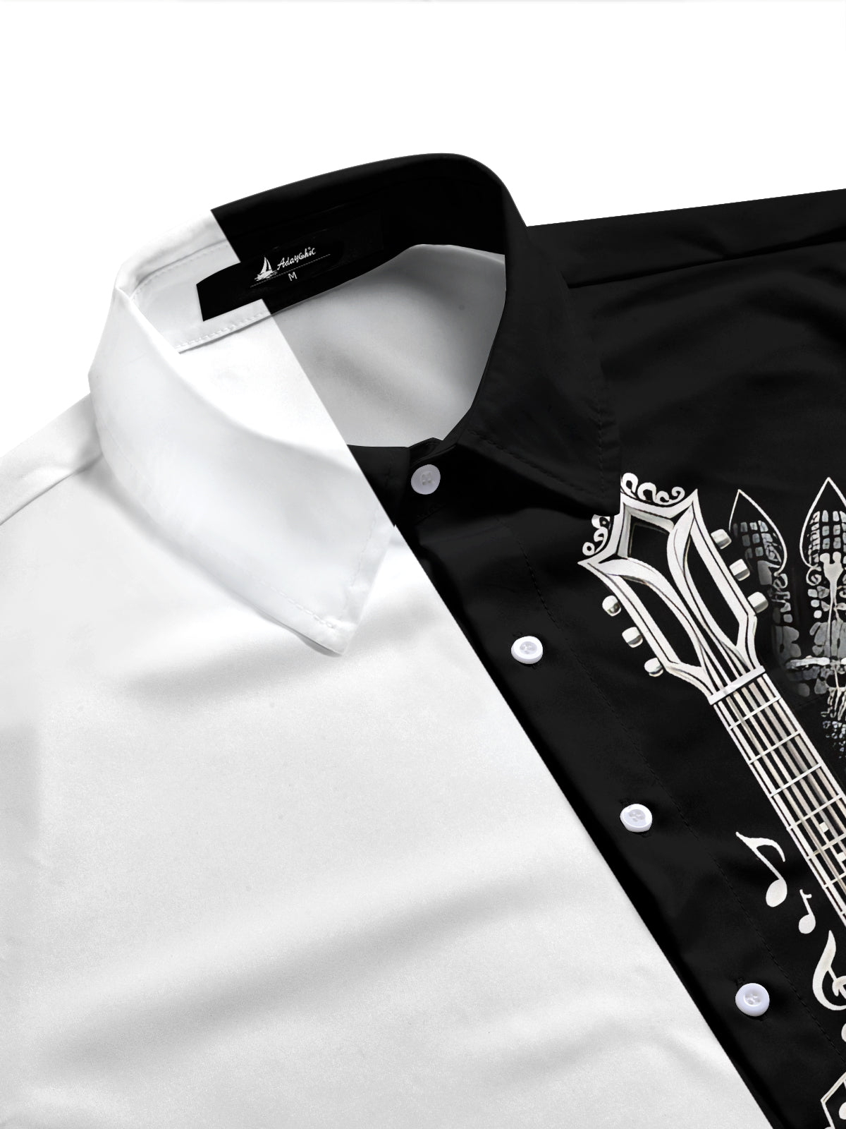 Adaychic Men's Graphic Guitar Mandala Print Short Sleeve Shirt with Chest Pocket