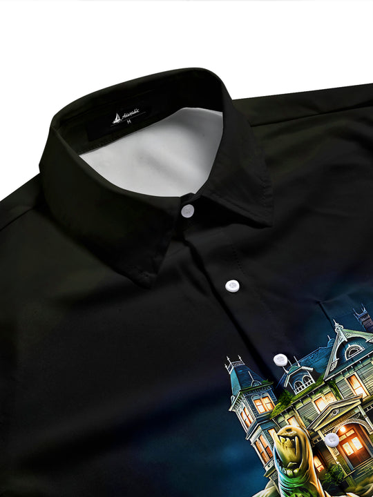 Adaychic Men's Graphic Pattern Print Short Sleeve Shirt with Chest Pocket