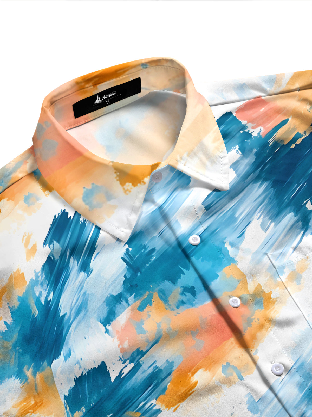 Adaychic Men's Tie Dye Abstract Tie Dye Brushstrokes Print Long Sleeve Shirt with Chest Pocket