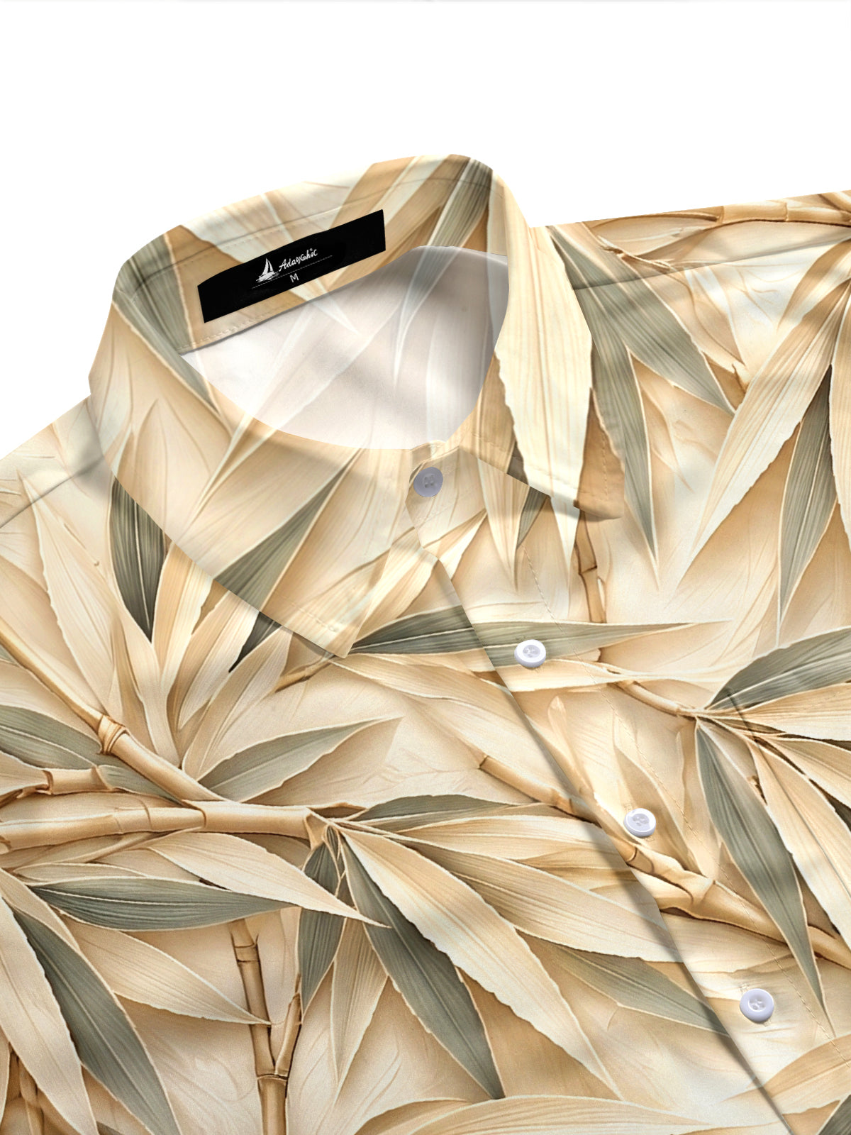 Adaychic Men's Hawaiian Bamboo Leaves And Stalks Print Short Sleeve Shirt with Chest Pocket