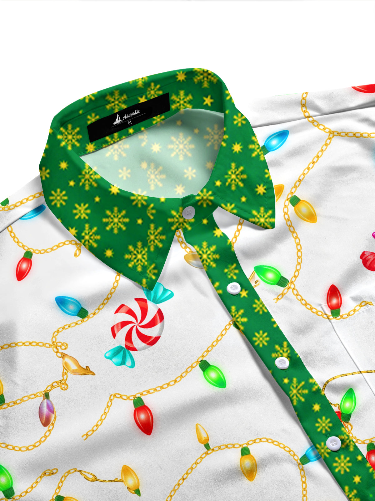 Adaychic Men's Printed Christmas Tree And Gifts Print Long Sleeve Shirt with Chest Pocket