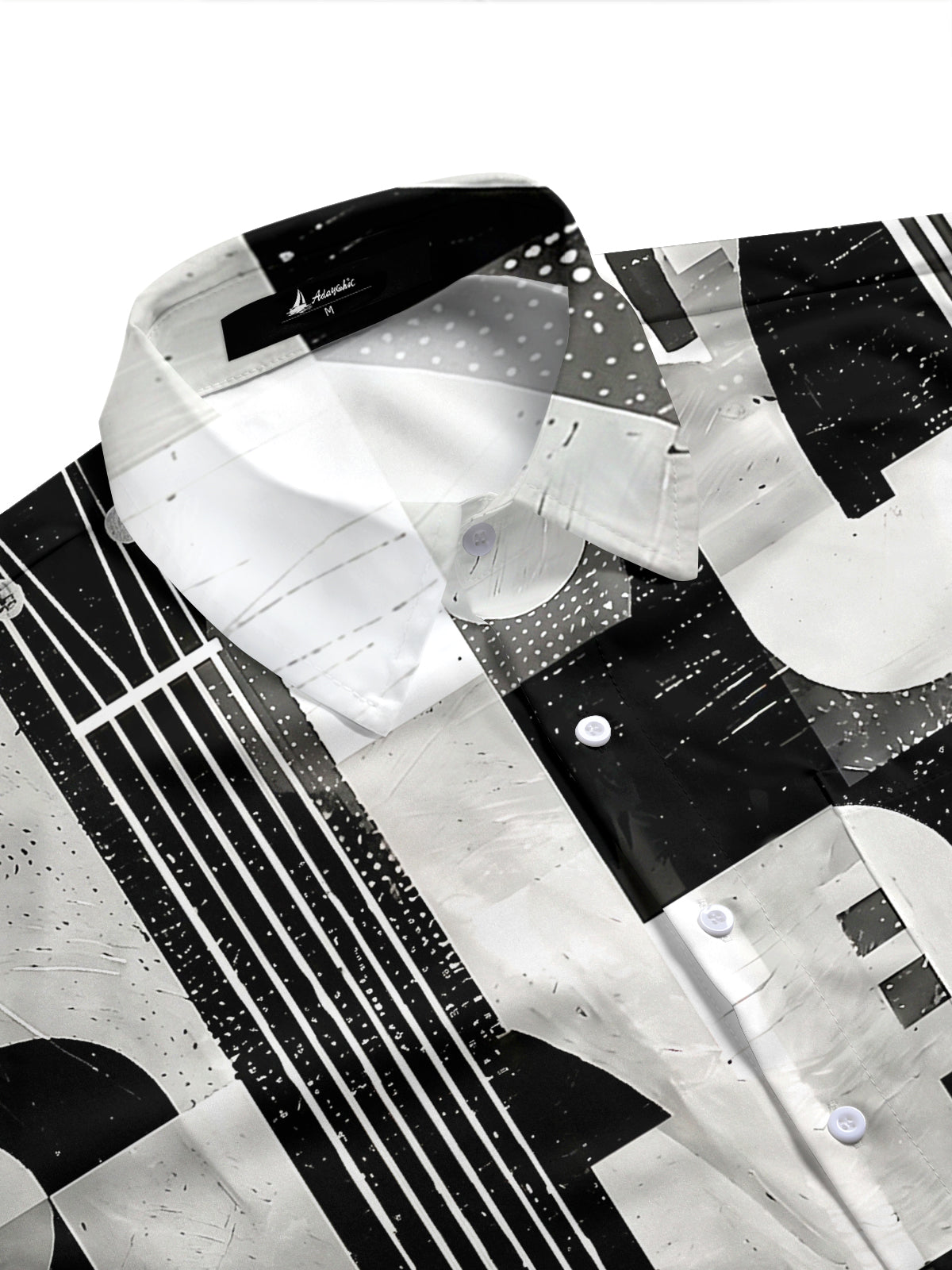 Adaychic Men's Graphic Abstract Guitar Print Short Sleeve Shirt with Chest Pocket