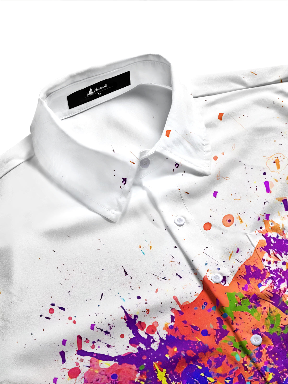 Adaychic Men's Printed Colorful Splashing Ink Print Long Sleeve Shirt with Chest Pocket