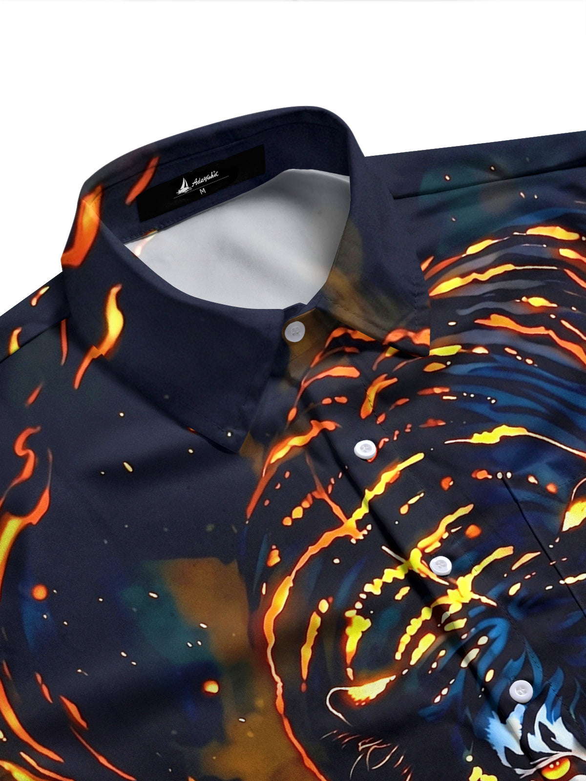 Adaychic Men's Graphic Pattern Print Long Sleeve Shirt with Chest Pocket