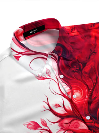 Adaychic Men's Short Sleeve Shirt - Abstract Fluid Tree Of Life With Gears And Swirls Print with Chest Pocket