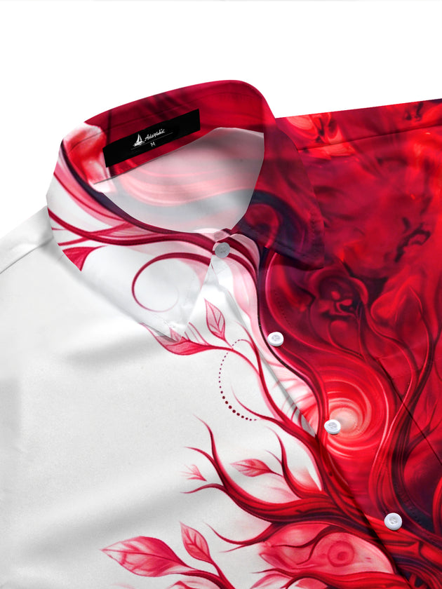 Adaychic Men's Short Sleeve Shirt - Abstract Fluid Tree Of Life With Gears And Swirls Print with Chest Pocket