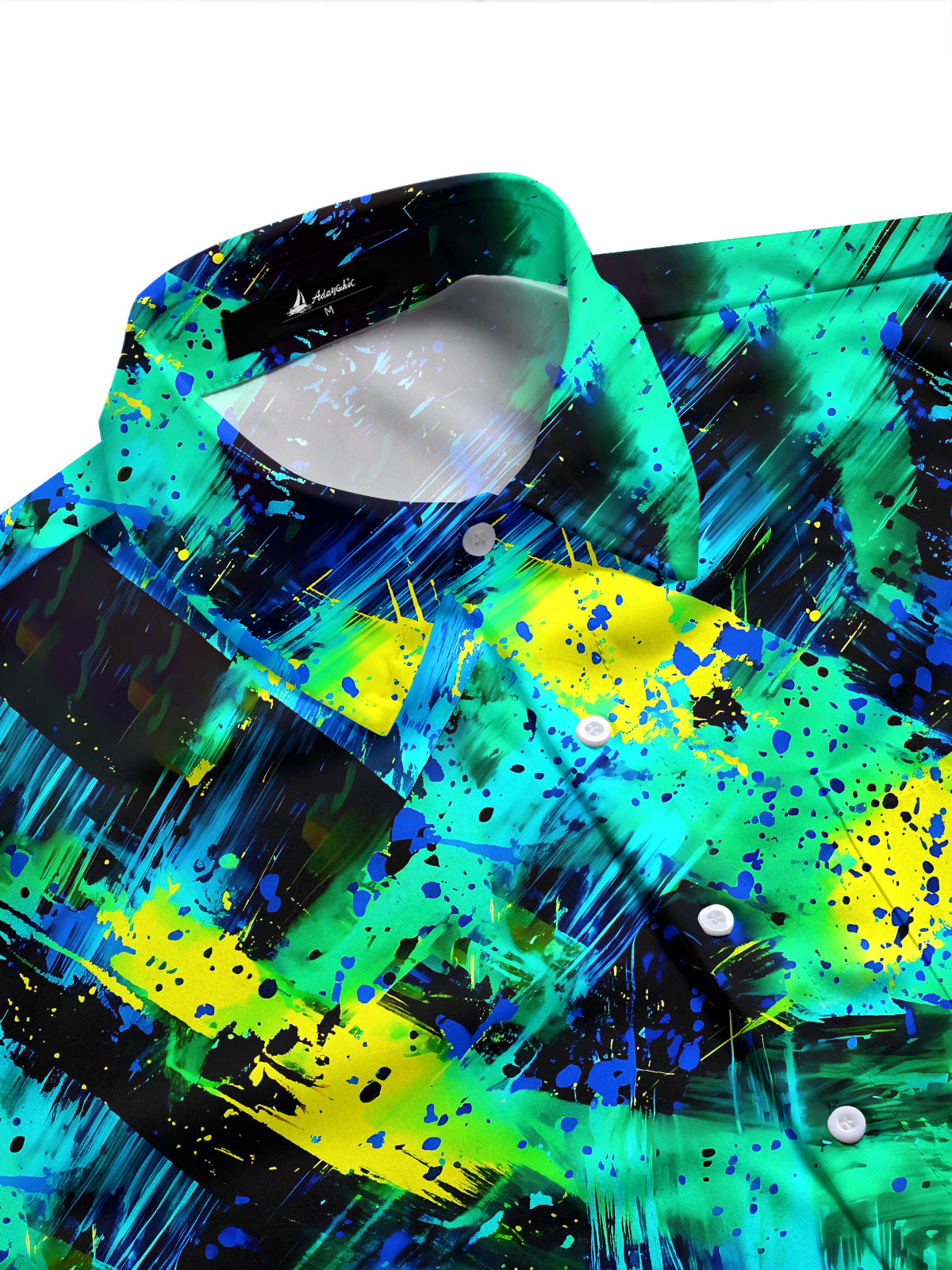 Adaychic Men's Tie Dye Abstract Paint Splatter Print Long Sleeve Shirt with Chest Pocket