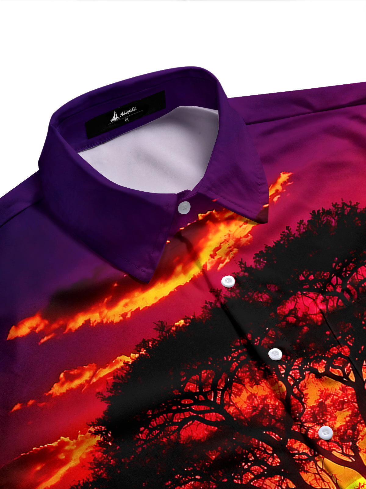 Adaychic Men's Printed Giraffe Sunset Landscape Print Long Sleeve Shirt with Chest Pocket