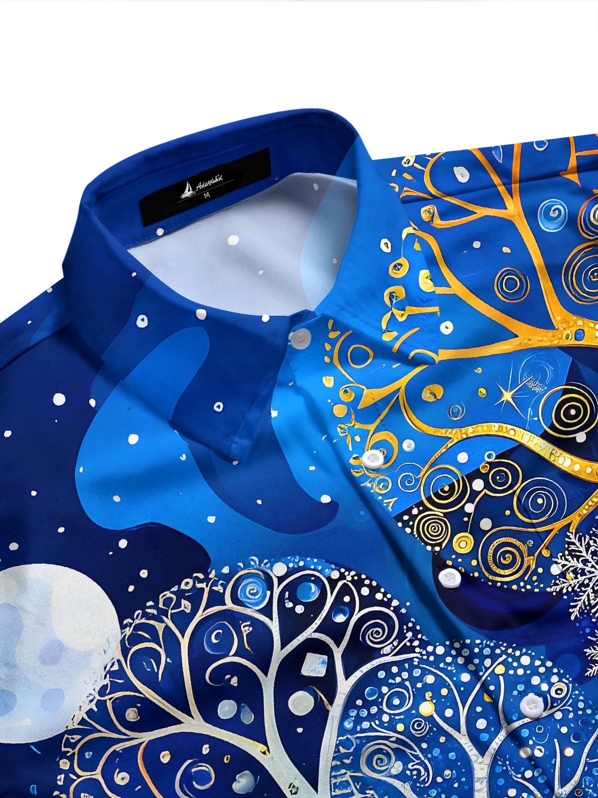 Adaychic Men's Graphic Full Moon Print Forest Print Long Sleeve Shirt with Chest Pocket