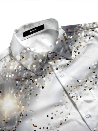 Adaychic Men's Printed Abstract Confetti Dots Print Long Sleeve Shirt with Chest Pocket