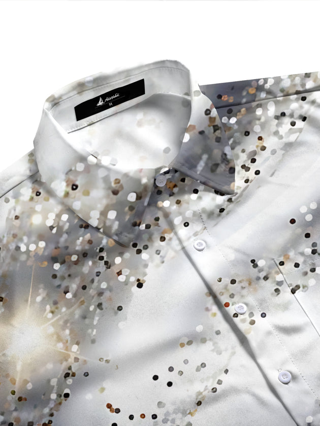 Adaychic Men's Printed Abstract Confetti Dots Print Long Sleeve Shirt with Chest Pocket