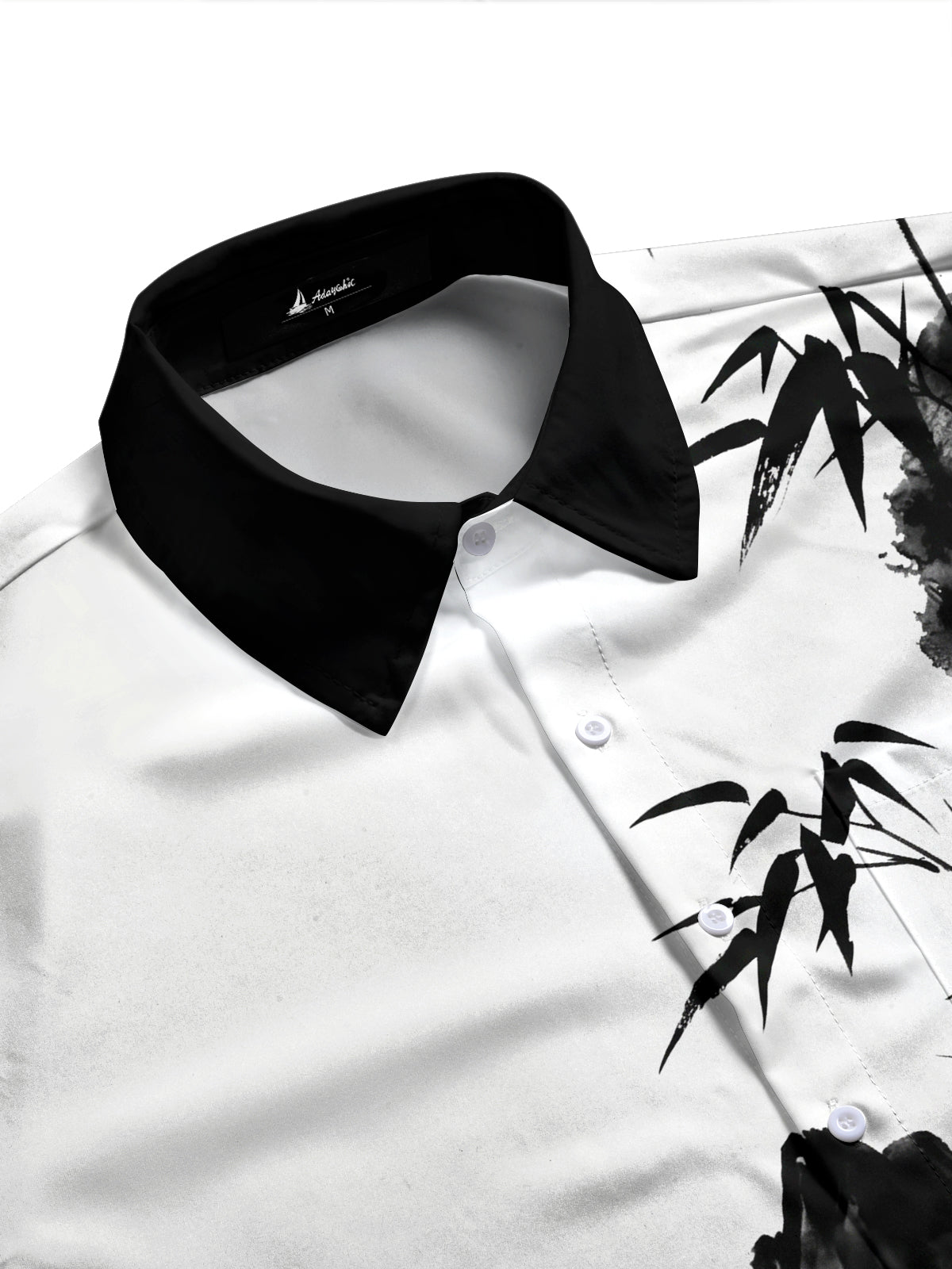 Adaychic Men's Printed Bamboo And Mountain Ink Wash Print Long Sleeve Shirt with Chest Pocket