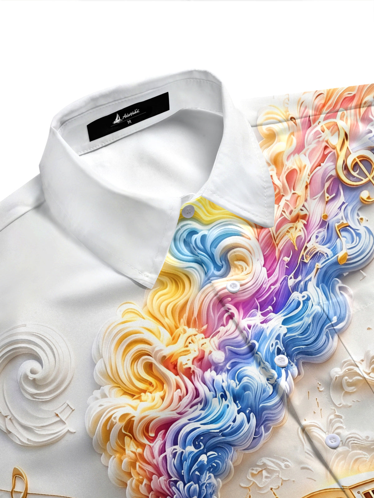 Adaychic Men's Graphic Steam Train Print Piano Keys Print Short Sleeve Shirt with Chest Pocket