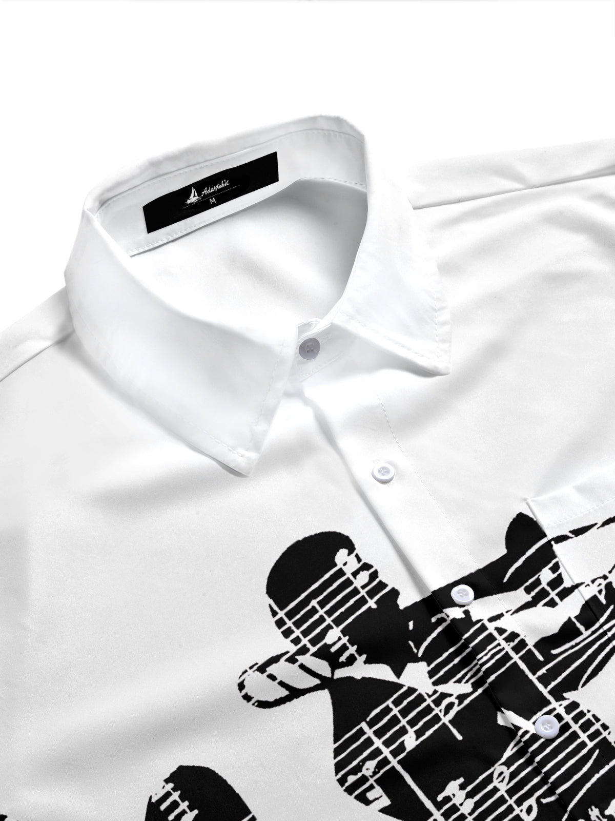 Adaychic Men's Printed Singer Print Short Sleeve Shirt with Chest Pocket