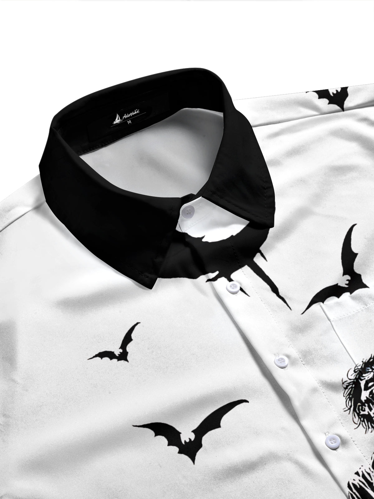 Adaychic Men's Graphic Halloween Print Long Sleeve Shirt with Chest Pocket