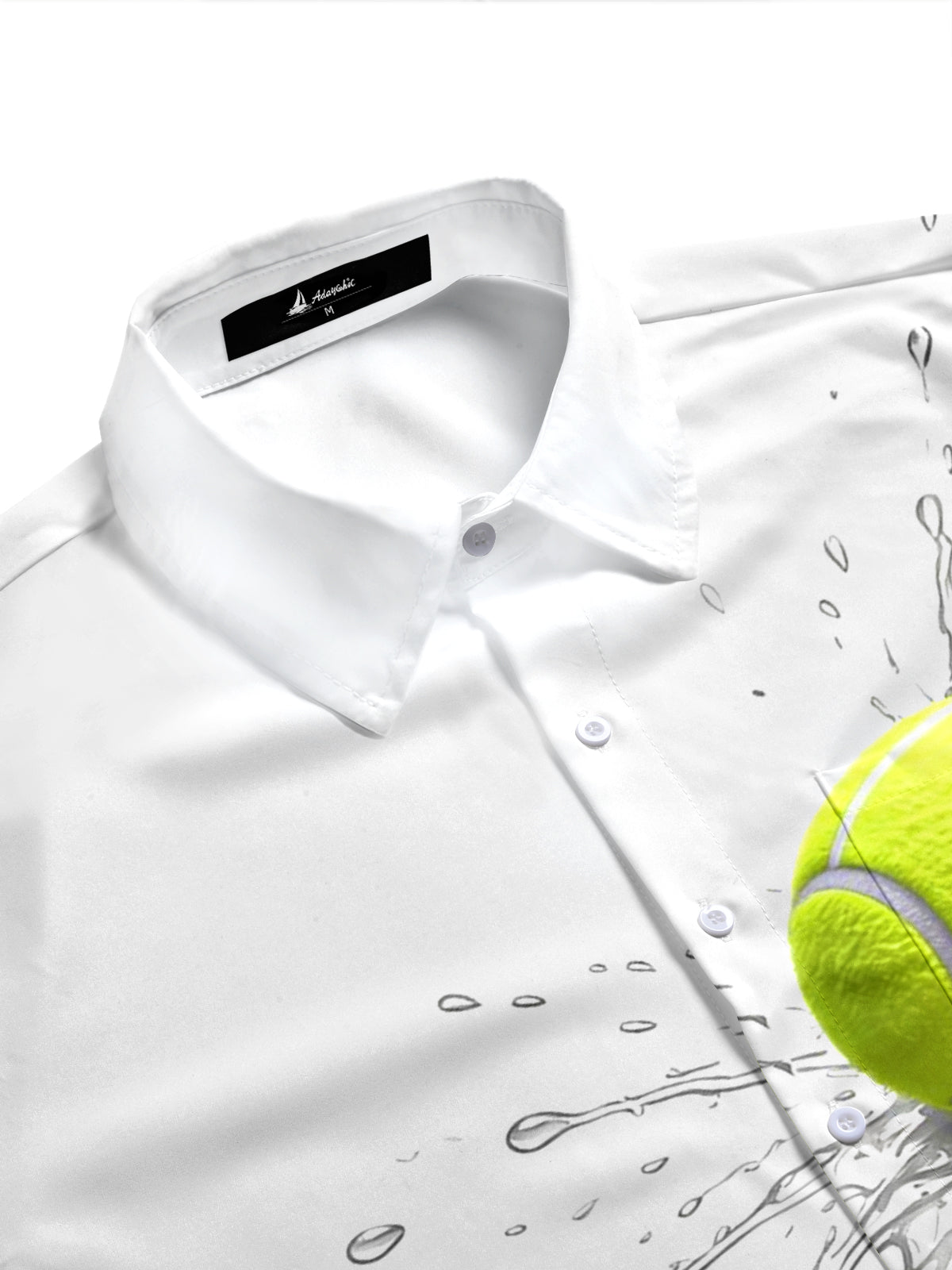 Adaychic Men's Graphic Tennis Ball With Water Splash Print Short Sleeve Shirt with Chest Pocket