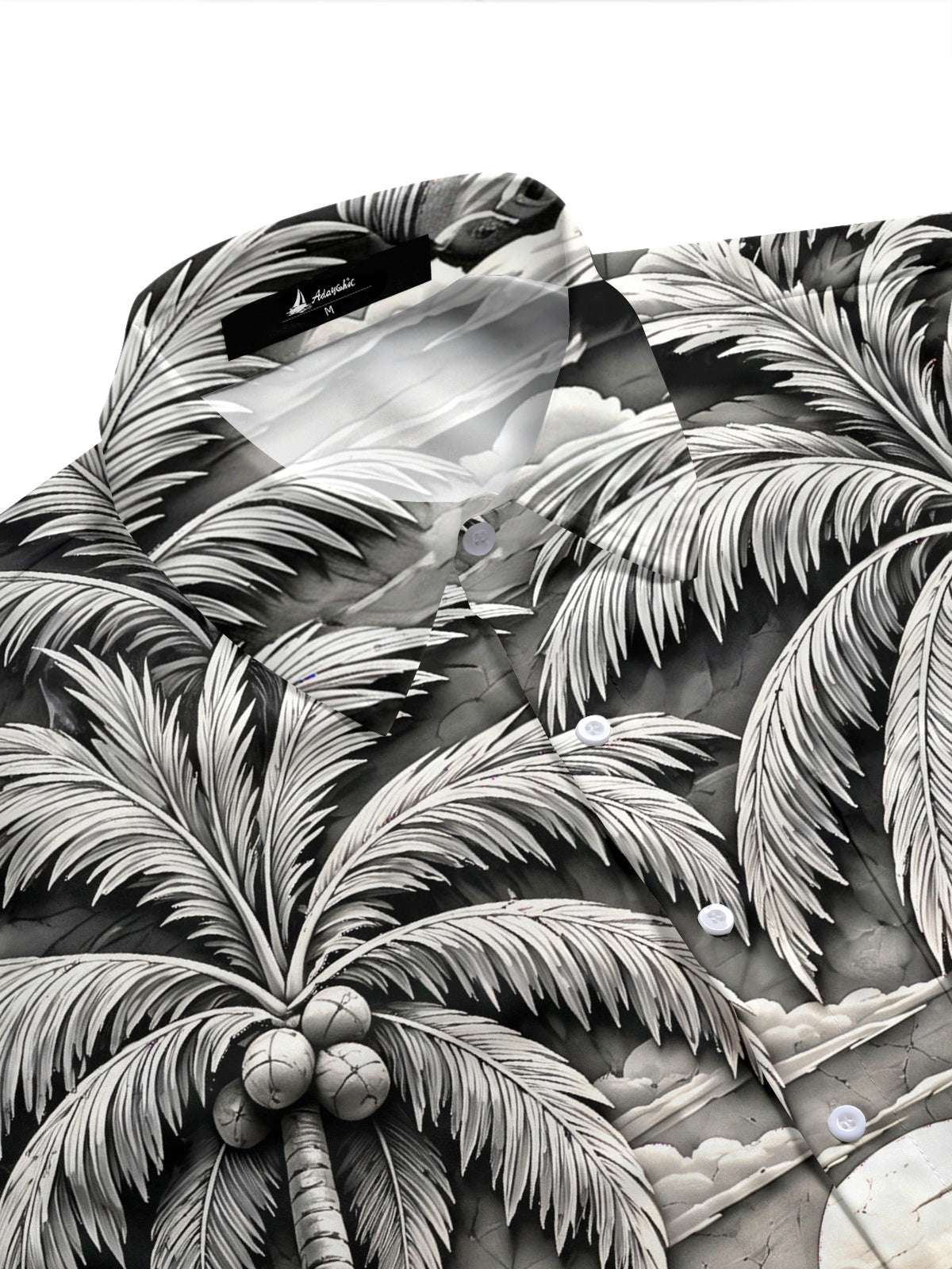 Adaychic Men's Hawaiian Palm Trees And Coconuts Print Short Sleeve Shirt with Chest Pocket