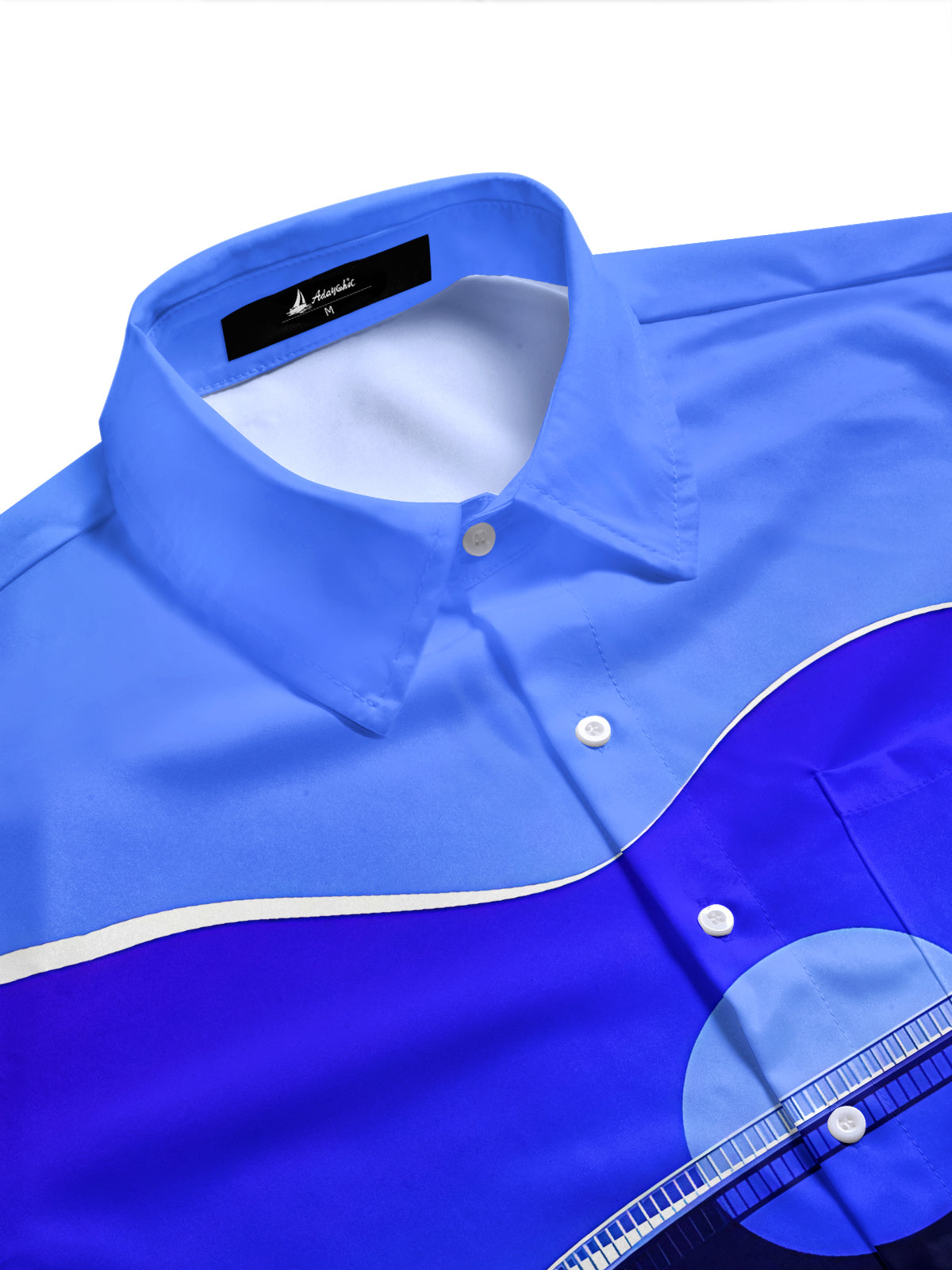Adaychic Men's Printed Abstract Geometric Bridge Print Short Sleeve Shirt with Chest Pocket
